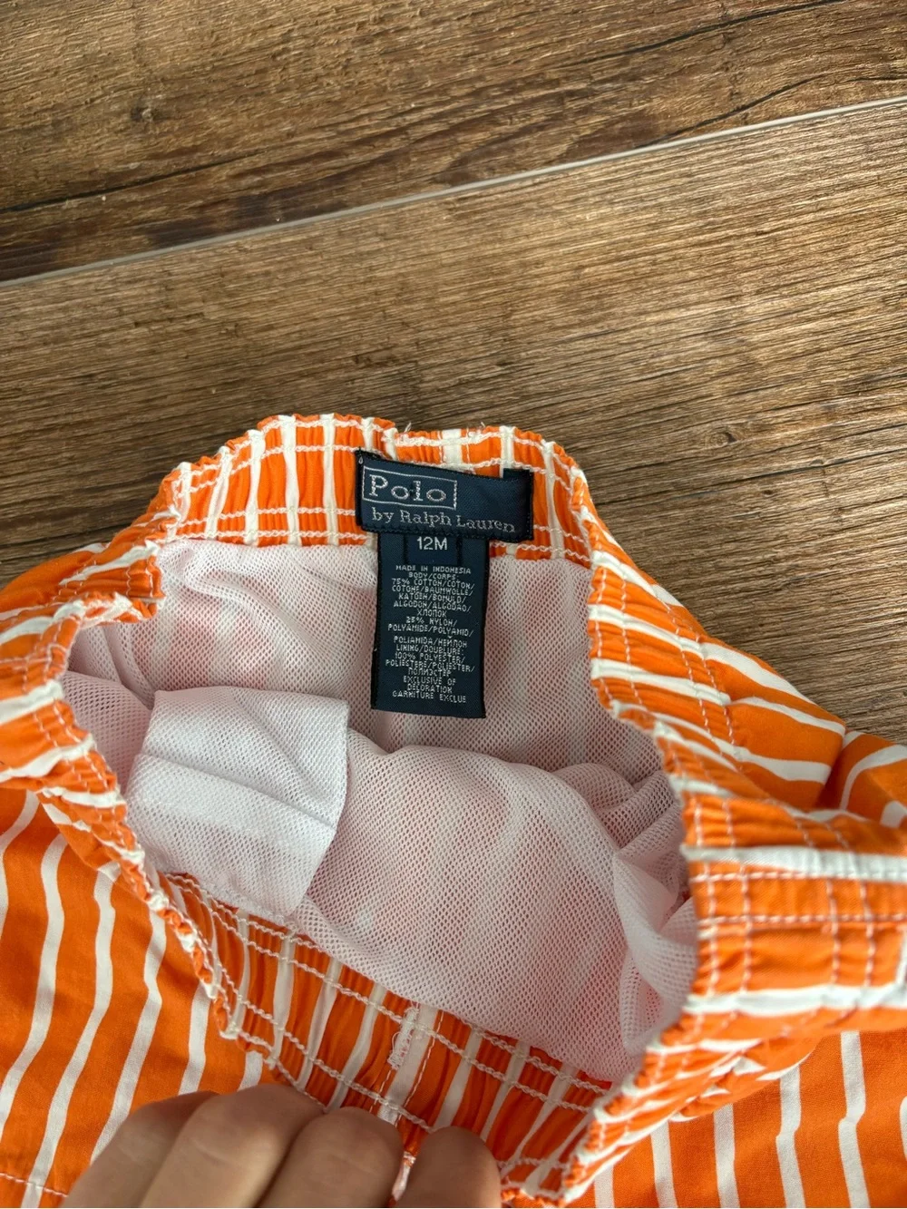 Ralph Lauren Orange and White Stripe Swim Shorts